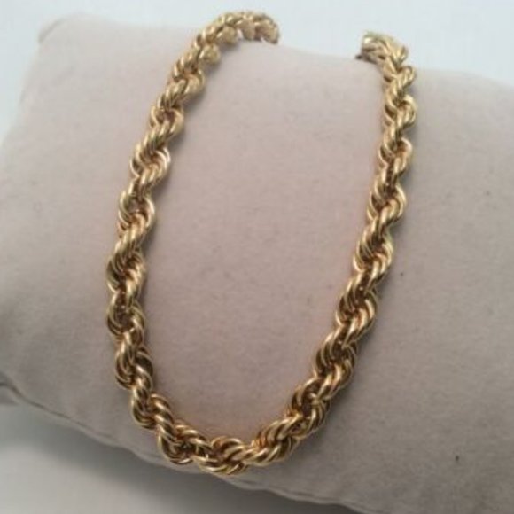 14K YELLOW REAL GOLD ROPE UNISEX BRACELET 7 1/2 INCH 5.30MM 8.60GRAMS - Picture 1 of 8